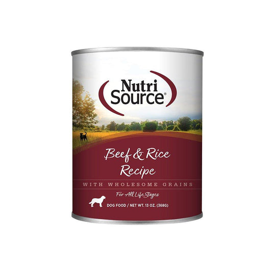 NutriSource Beef & Rice Recipe Wet Dog Food Can, 13-oz