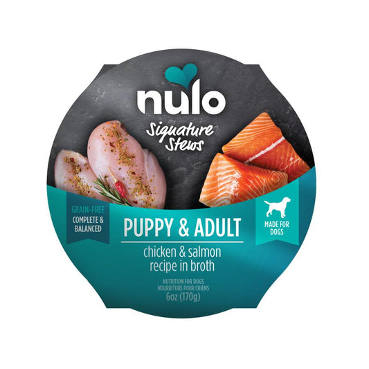 Nulo Signature Stews Chicken & Salmon in Broth Puppy & Adult Wet Dog Food Cup, 6-oz (Size: 6-oz)