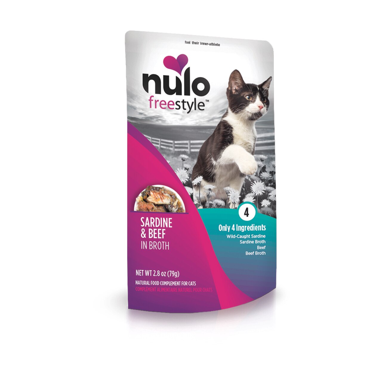 Nulo Cat Freestyle Sardine & Beef in Broth Cat Food Topper Pouch, 2.8-oz
