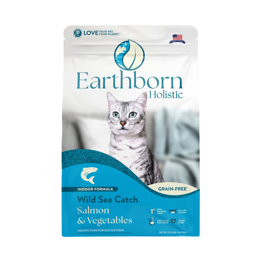Earthborn Holistic Grain-Free Wild Sea Catch Indoor Formula Dry Cat Food Salmon & Vegetables, 1ea/12.5 lb