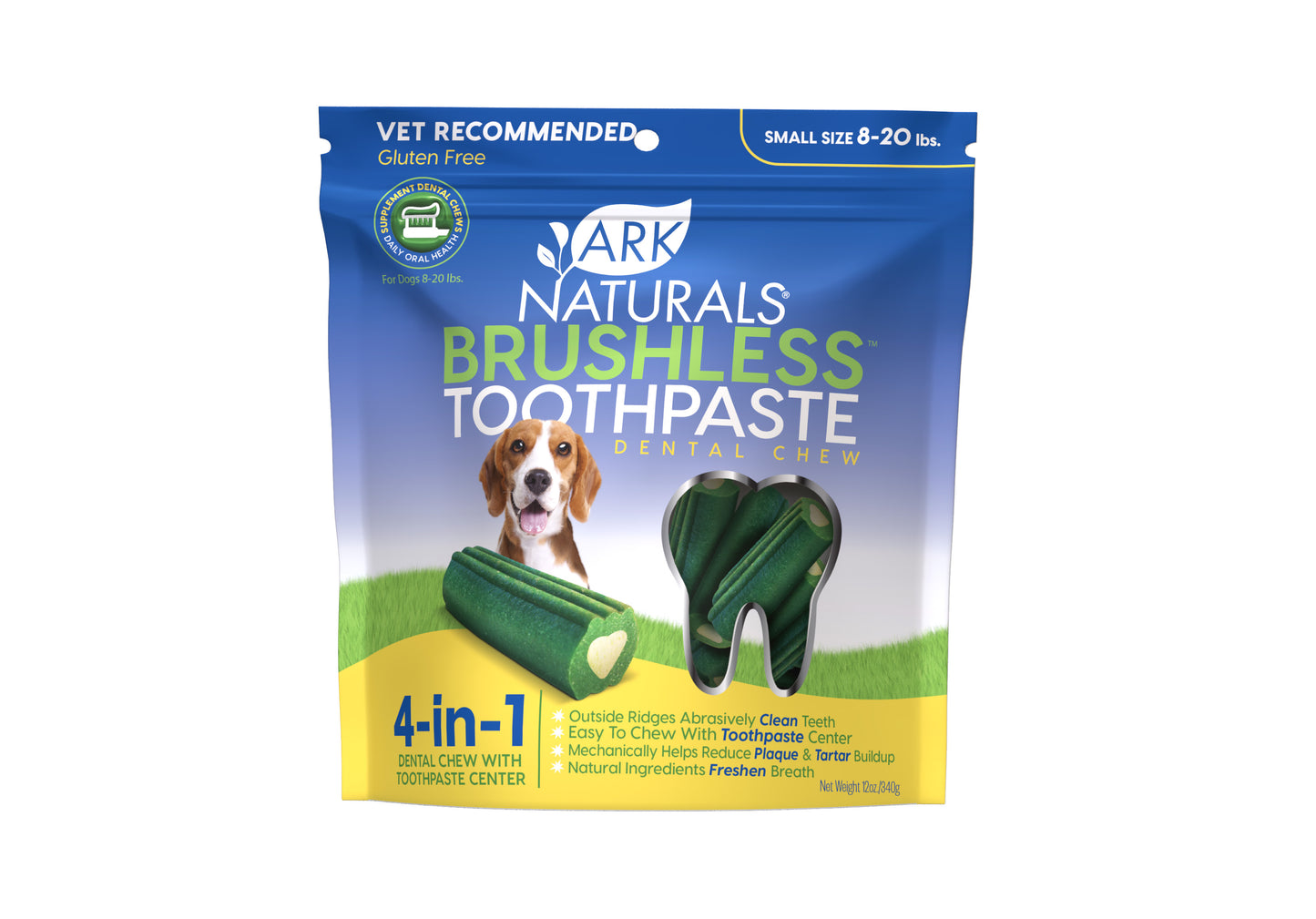 Ark Naturals Breath-Less Brushless Toothpaste Small to Medium Dog Chews, 12-oz