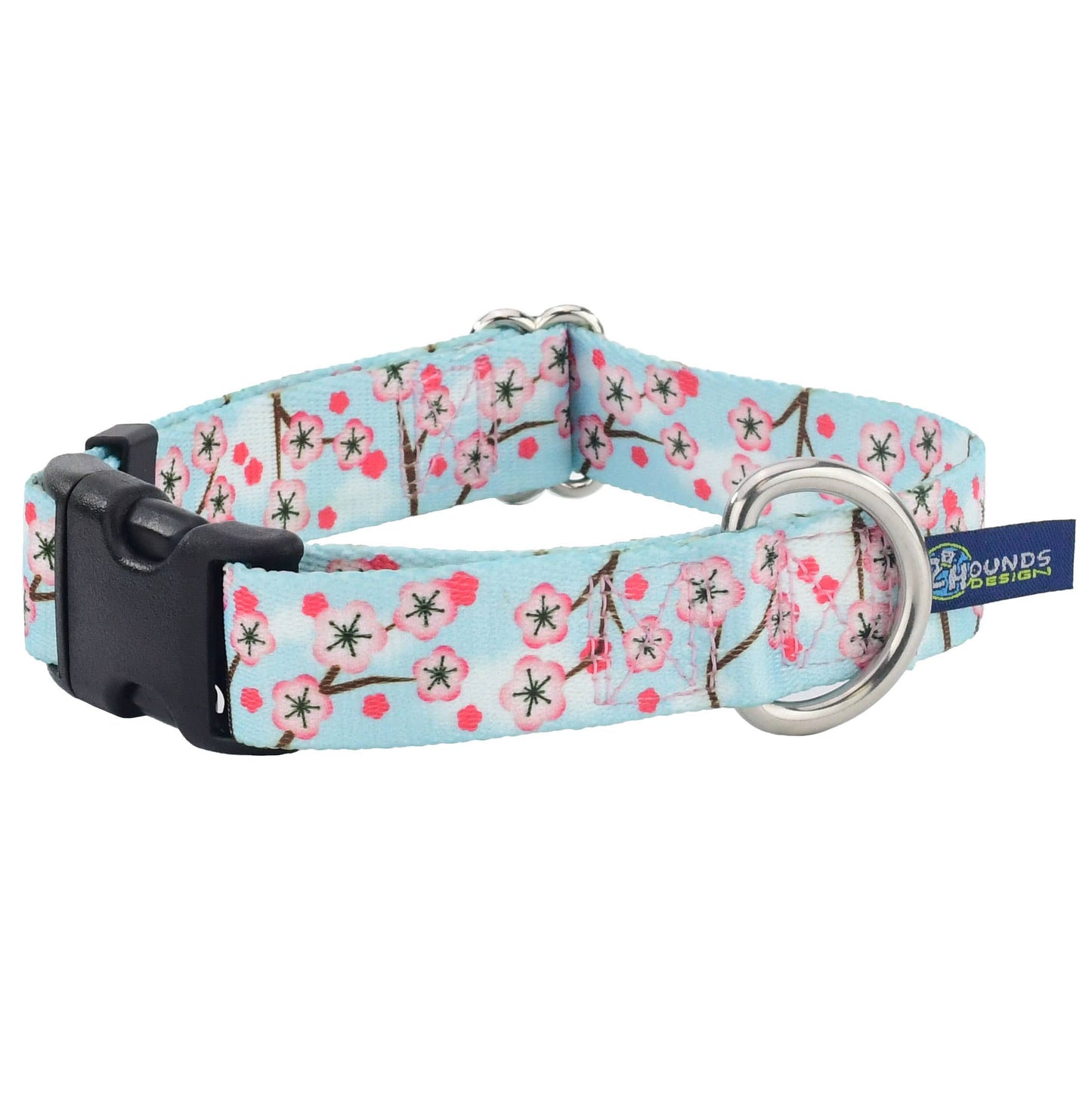 1″ EarthStyle Cherry Blossoms Dog Collar: XX Large (26 - 34 inches) / Side Release Dog Collar / 6' Leash