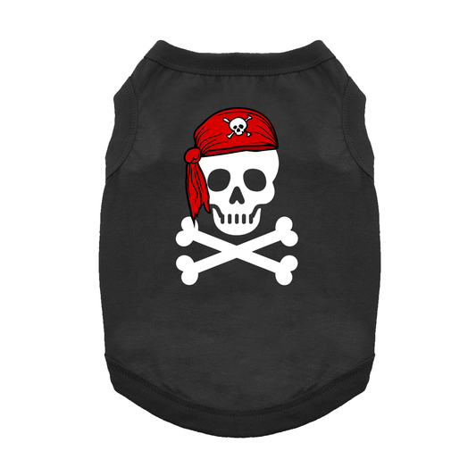 Pirate Skull with Red Bandana Dog Tank - Jet Black: 3X-Large