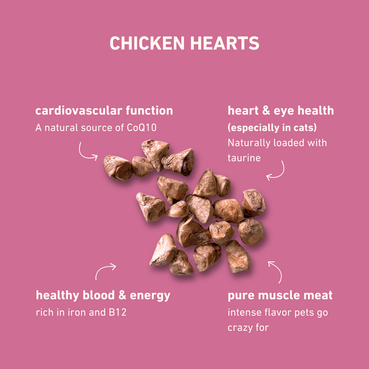 Freeze-Dried Chicken Hearts Treats for Dogs & Cats — Single Ingredient, Grab-and-Go Packs: 10-PACK