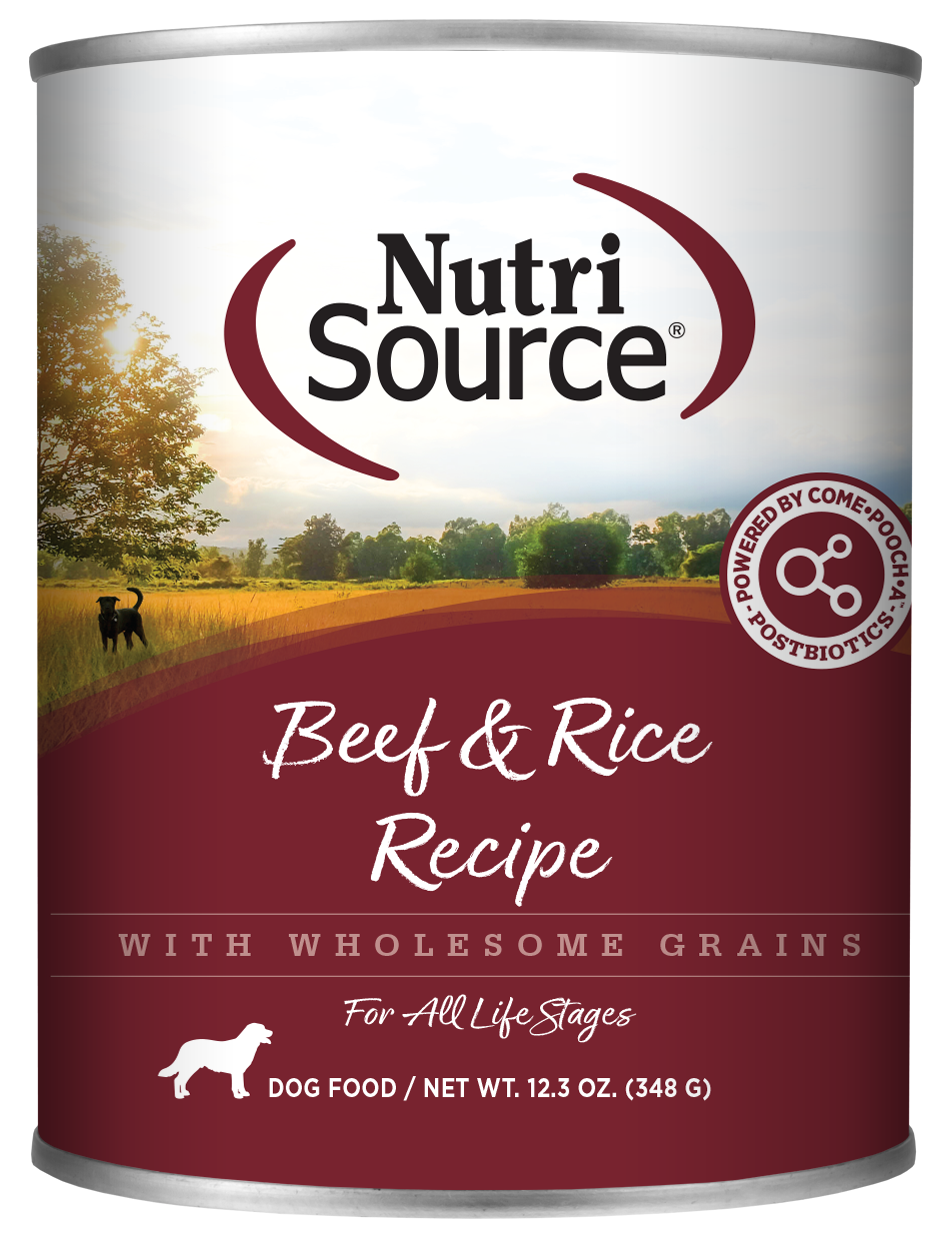 NutriSource Beef & Rice Recipe Wet Dog Food Can, 12.3-oz