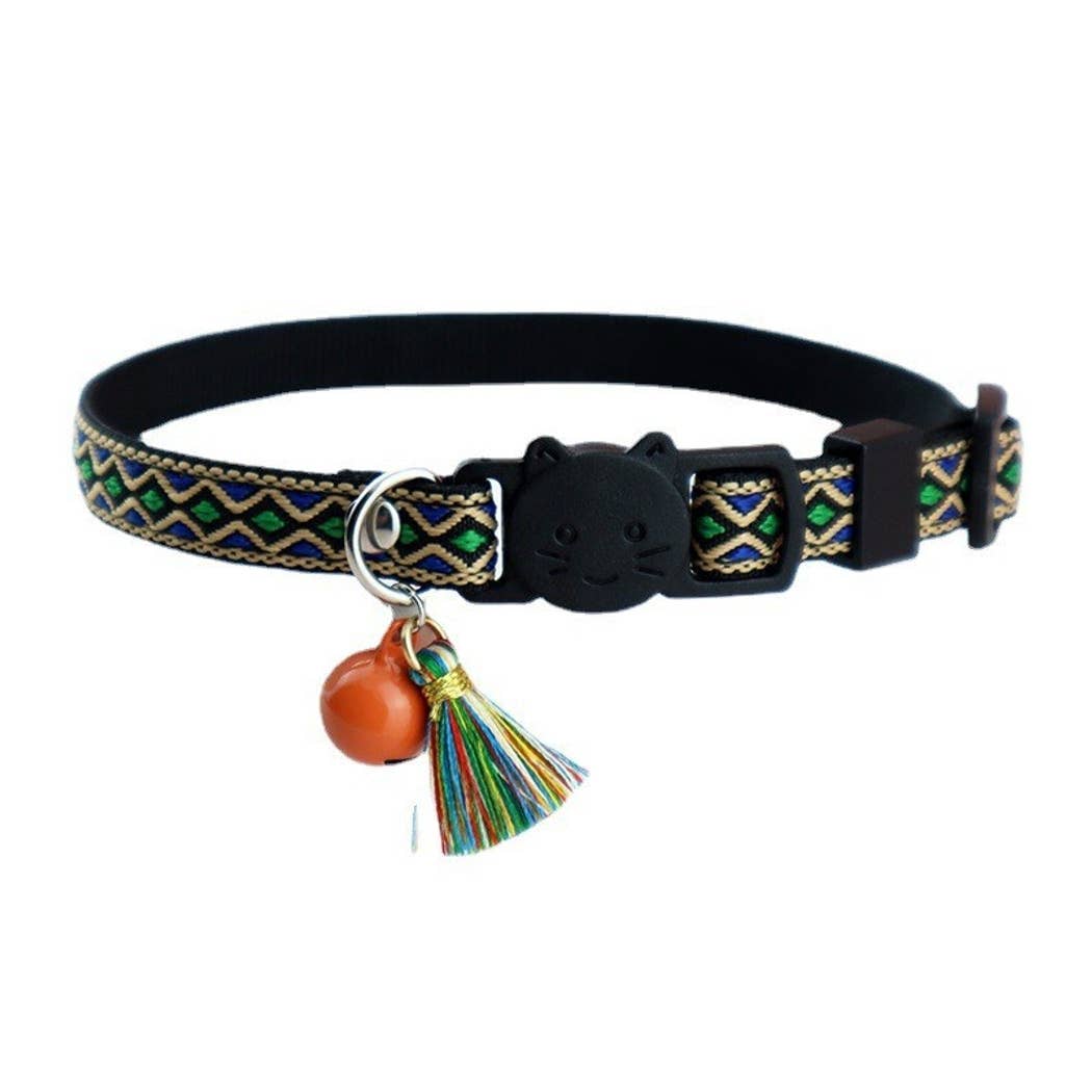 Mokka - Vintage Geometric Patterns Cat Collar: Purple / A