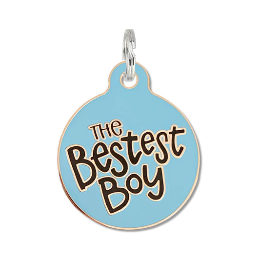 Personalized Dog ID Tag Scannable QR Code - The Bestest Boy: Engraved QR Code / Large 1.25"