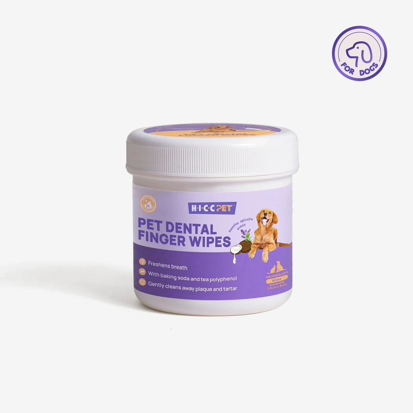Dog Dental Cleaning Finger Wipes Unscented 50 Pcs