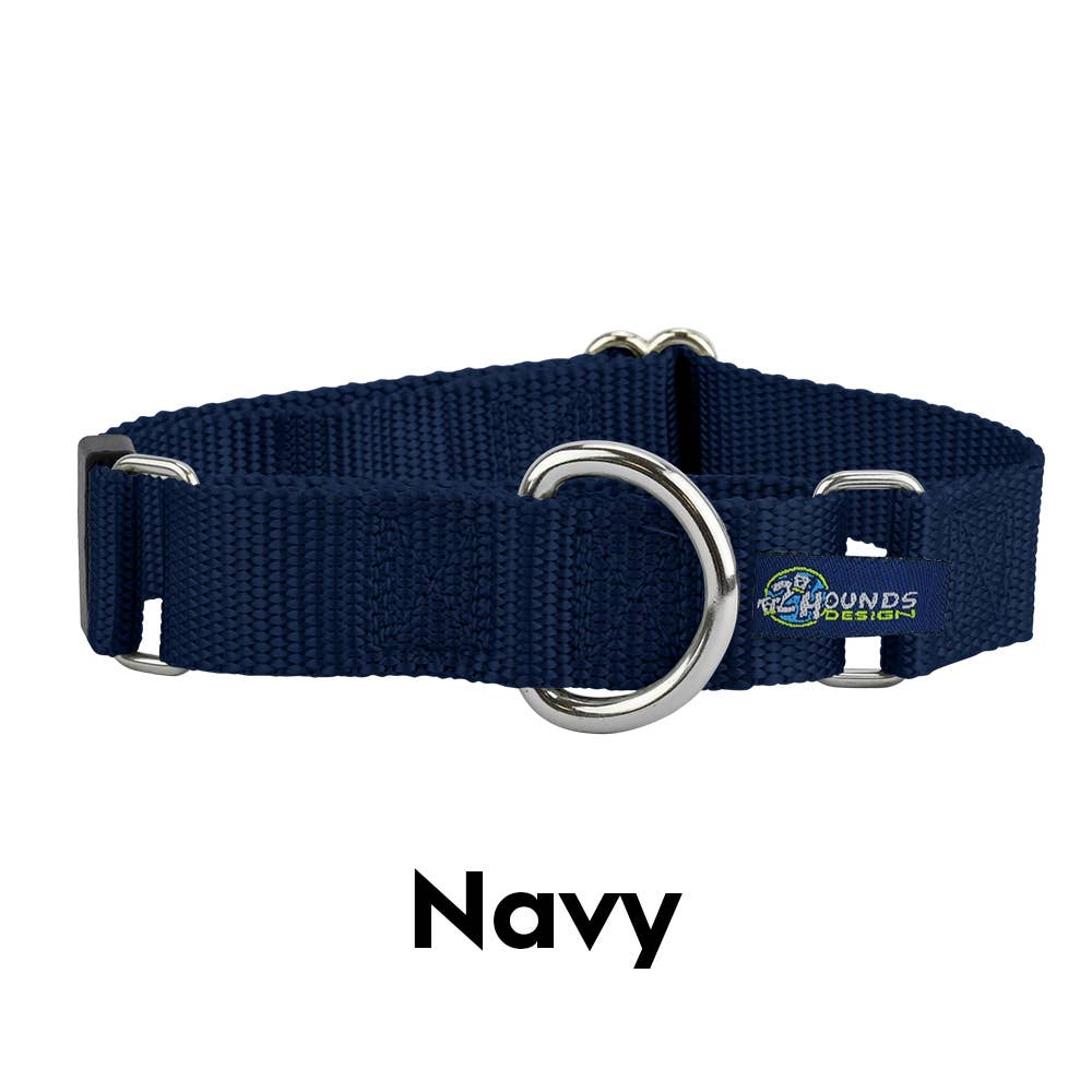 5/8" and 1" Martingale Nylon Dog Collar: 1" X-Large / Black