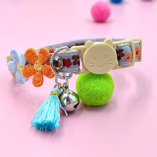 Mokka - Adjustable Cat Collar Flower Design: Blue