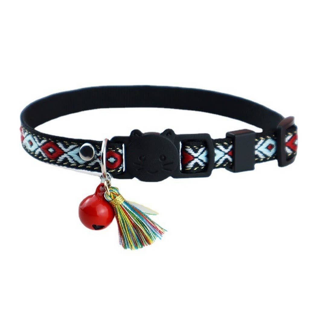 Mokka - Vintage Geometric Patterns Cat Collar: Purple / A