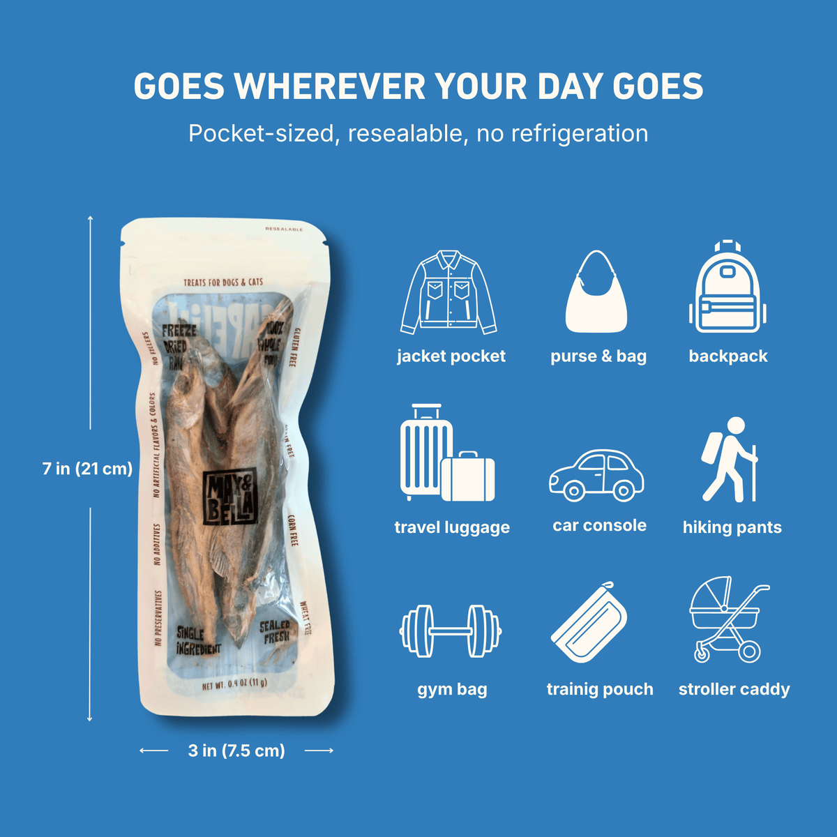 Freeze-Dried Capelin Treats for Dogs & Cats — Single Ingredient, Grab-and-Go Packs: 10-Pack