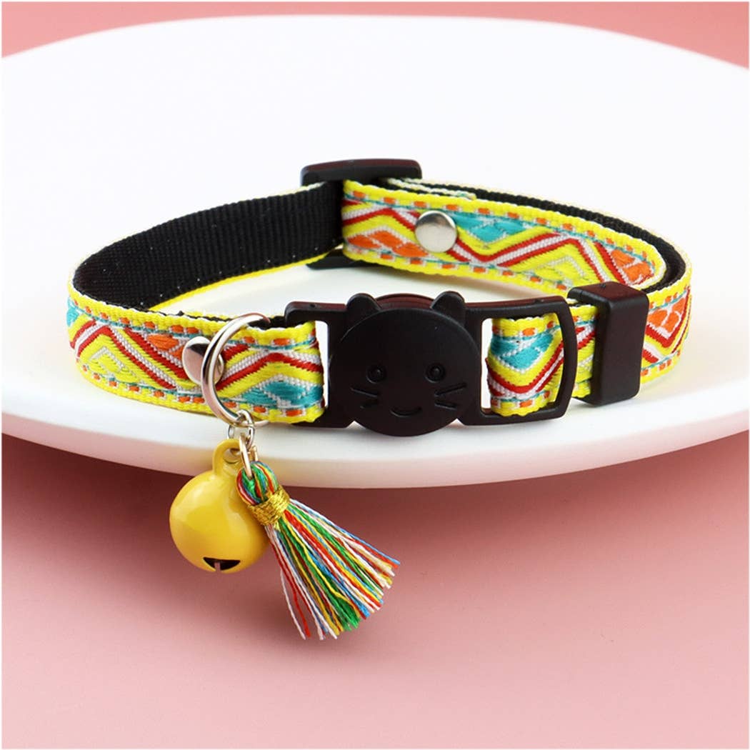 Mokka - Vintage Geometric Patterns Cat Collar: Blue / A