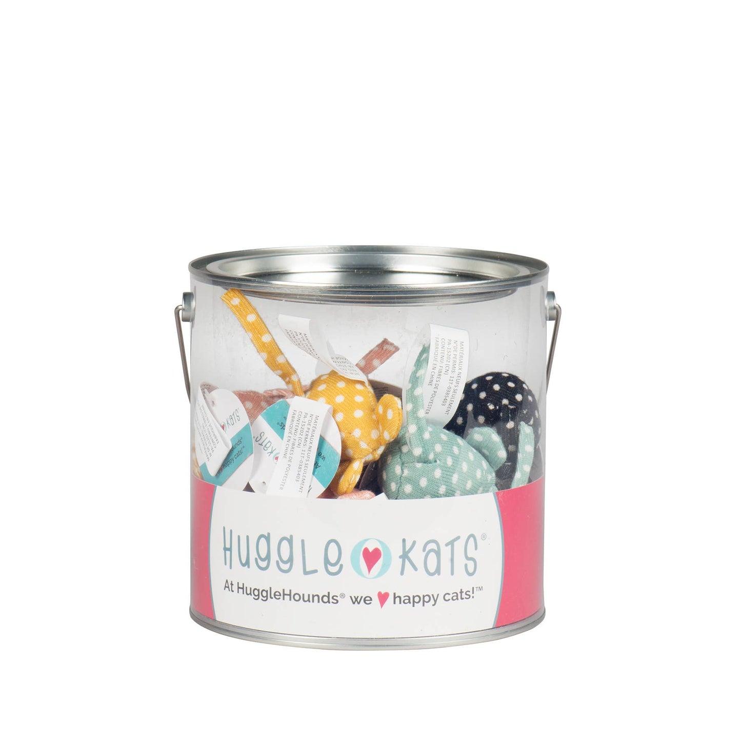 Assorted Bucket of HuggleKats® PolkaDot Mice Cat Toys