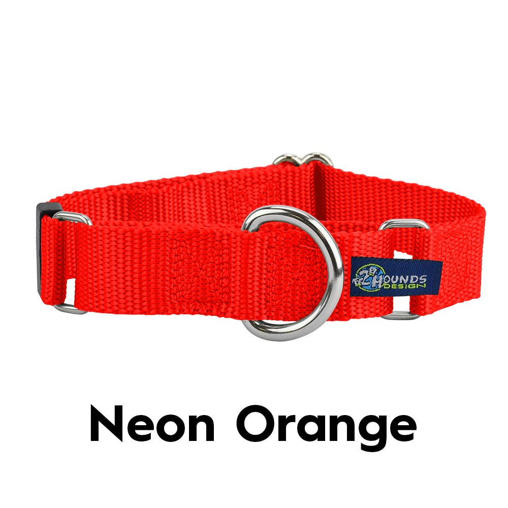 5/8" and 1" Martingale Nylon Dog Collar: 1" XX-Large / Black