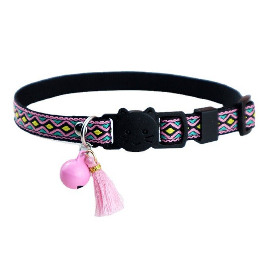 Mokka - Vintage Geometric Patterns Cat Collar: Purple / A