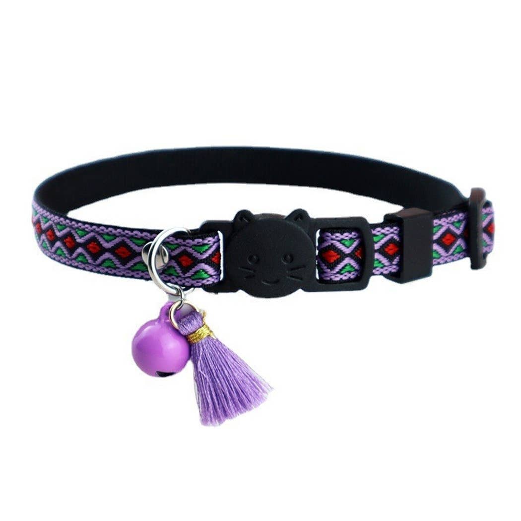 Mokka - Vintage Geometric Patterns Cat Collar: Blue / A