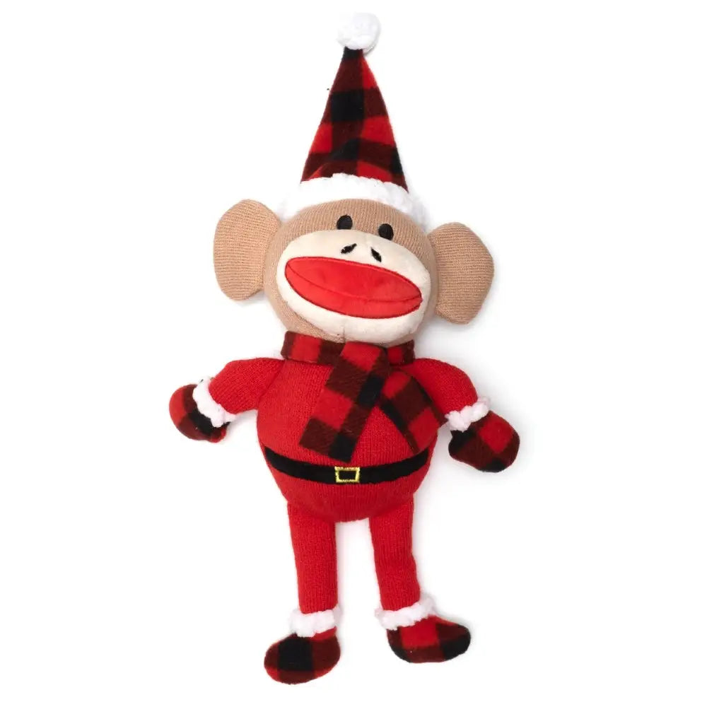 Buffalo Sock Monkey Santa Toy: Red / One Size