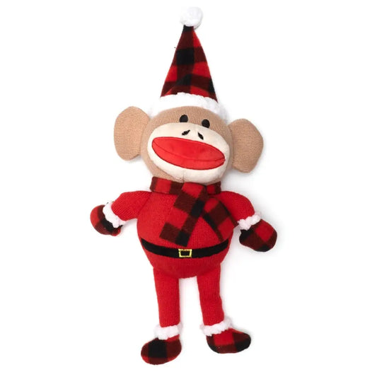 Buffalo Sock Monkey Santa Toy: Red / One Size