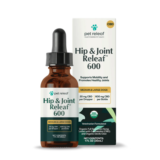 Pet Releaf USDA Organic Hip and Joint Releaf 600mg CBD Oil for Medium & Large Dogs