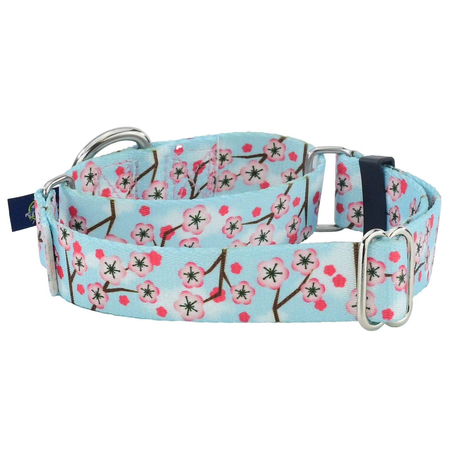 1″ EarthStyle Cherry Blossoms Dog Collar: XX Large (26 - 34 inches) / Side Release Dog Collar / 6' Leash