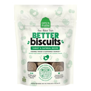 OPEN FARM DOG BETTER BISCUITS TURKEY & OATMEAL RECIPE TREATS 8OZ