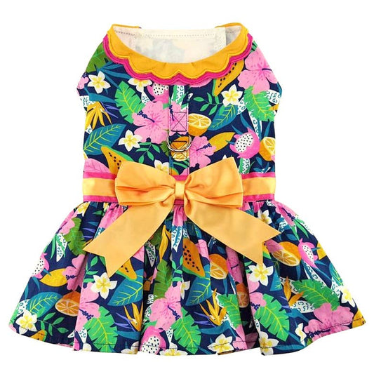 Fiesta Floral Dog Dress with Matching Leash: X-Small