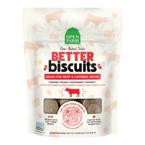 OPEN FARM DOG BETTER BISCUITS GRASS-FED BEEF & OATMEAL RECIPE TREATS 8OZ
