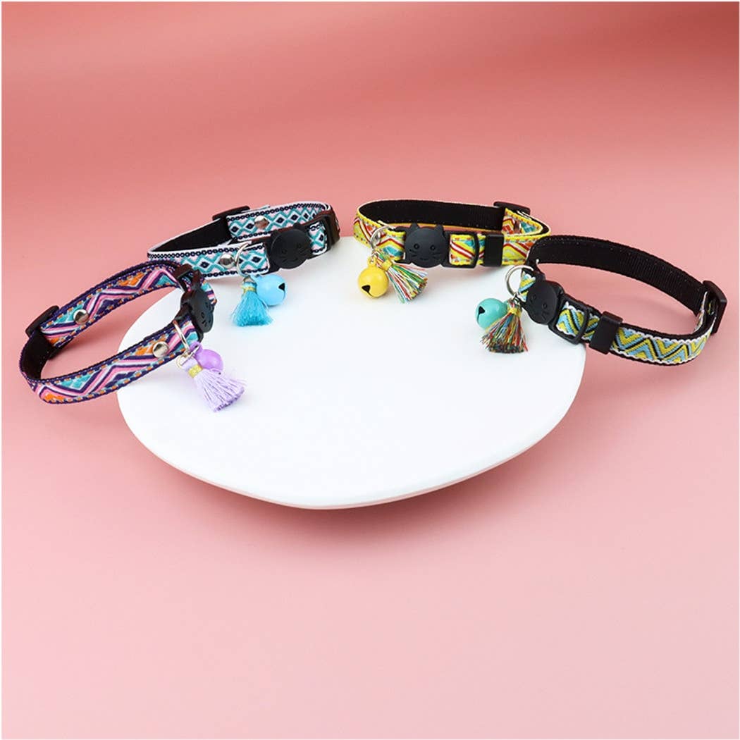 Mokka - Vintage Geometric Patterns Cat Collar: Blue / A