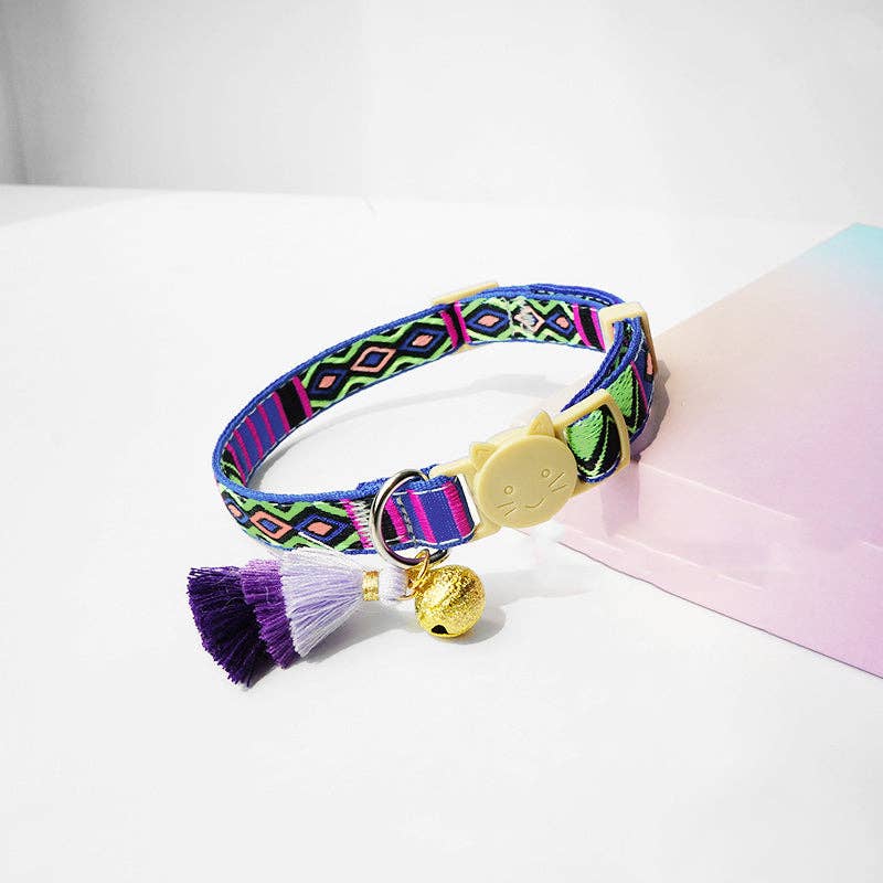 Mokka - Adjustable Cat Collar with Bell: Purple