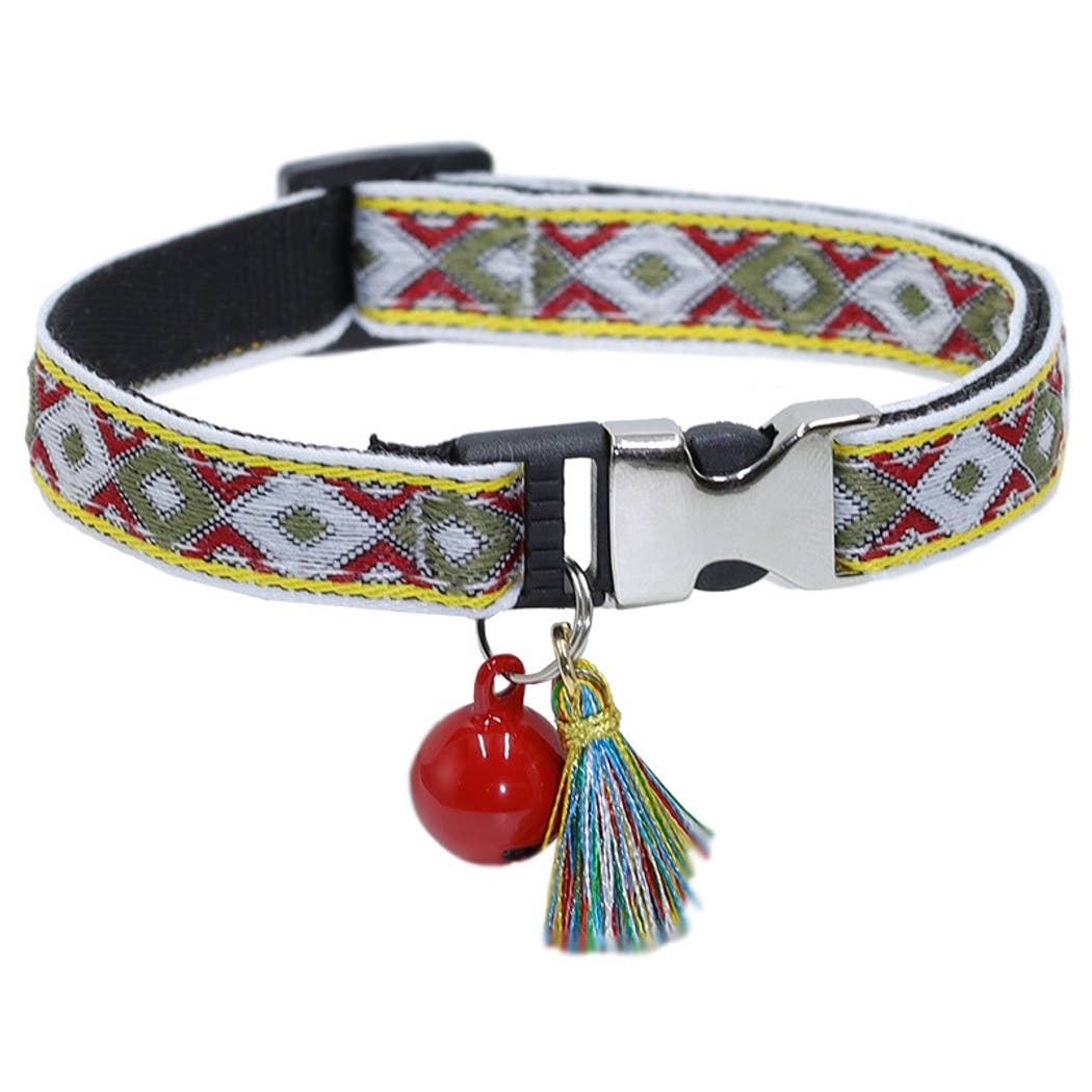 Mokka - Vintage Geometric Patterns Cat Collar: Blue / A