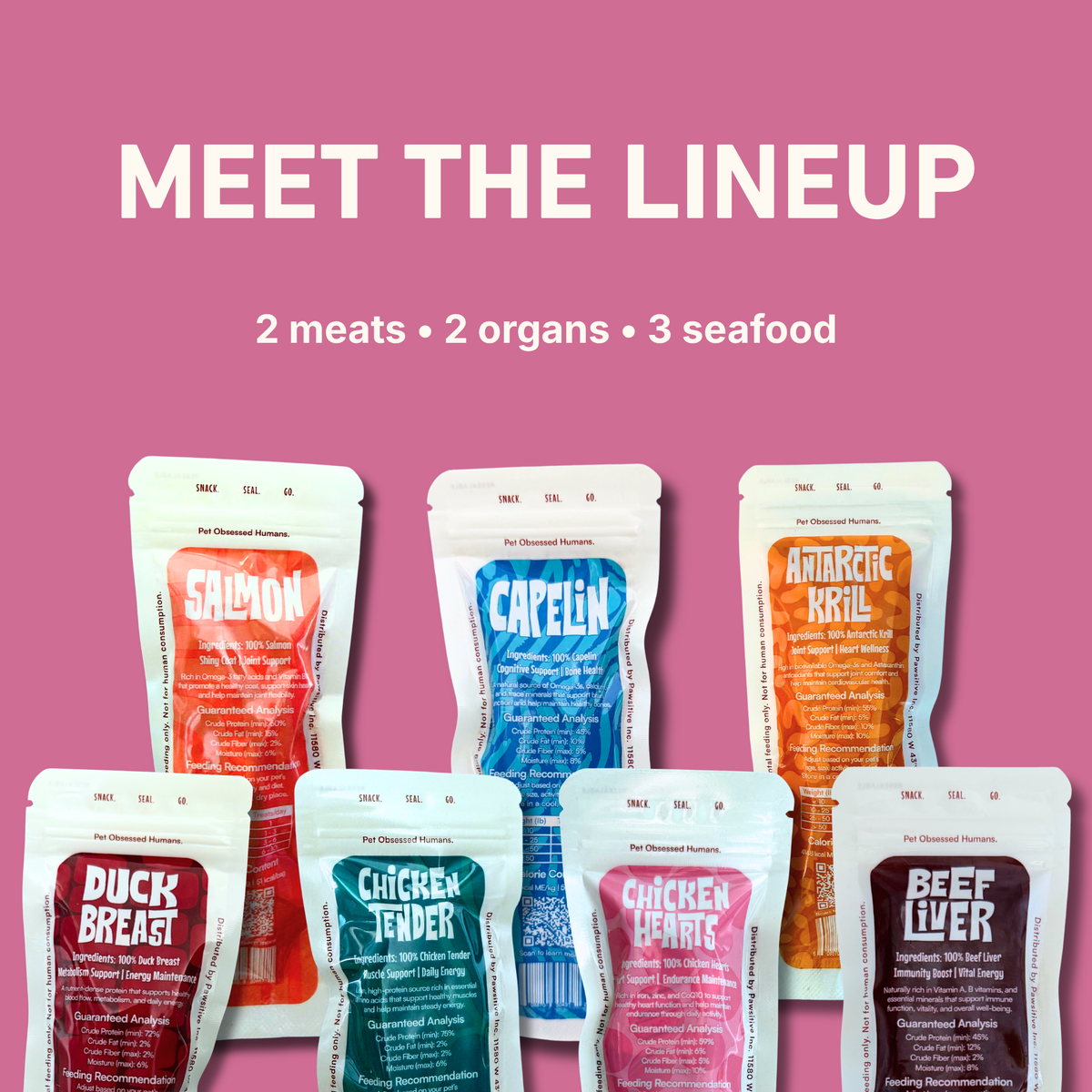 Freeze-Dried Chicken Hearts Treats for Dogs & Cats — Single Ingredient, Grab-and-Go Packs: 10-PACK