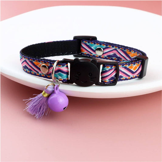 Mokka - Vintage Geometric Patterns Cat Collar: Purple / A