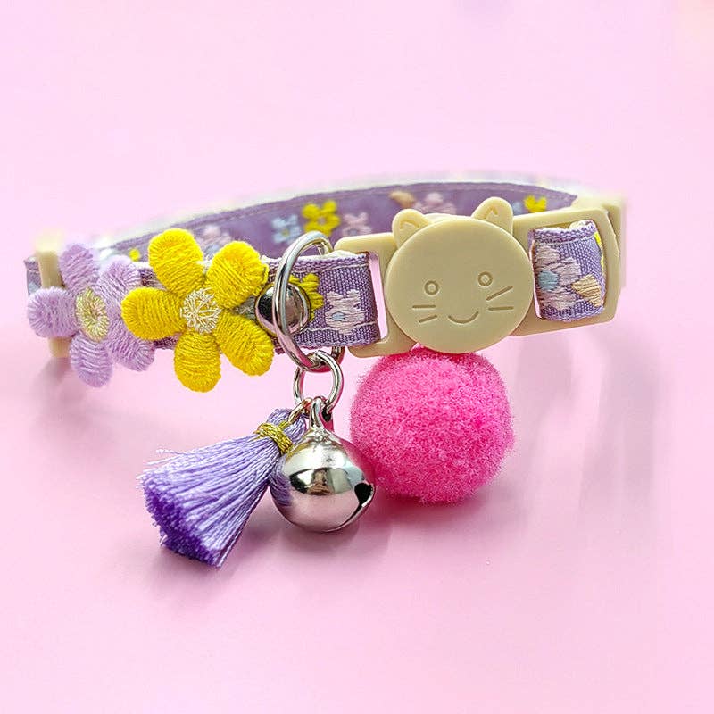 Mokka - Adjustable Cat Collar Flower Design: Purple