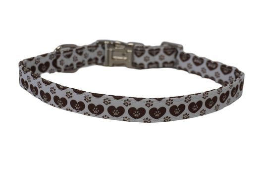 Heart Paw Dog Collar: Medium