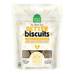 OPEN FARM DOG BETTER BISCUITS CHICKEN & OATMEAL RECIPE TREATS 8OZ
