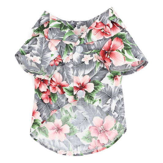 Tropical Floral Shirt: Gray / L