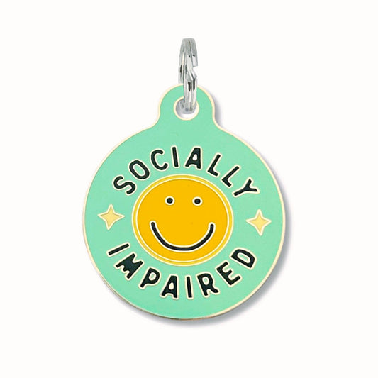 Personalized Dog Tag Scannable QR Code - Socially Impaired: Engraved QR Code / Small 1"