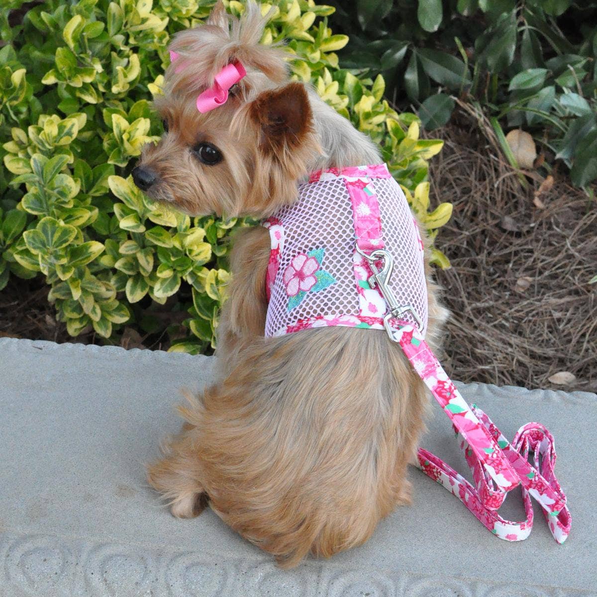 Cool Mesh Dog Harness - Hawaiian Hibiscus Pink: X-Small