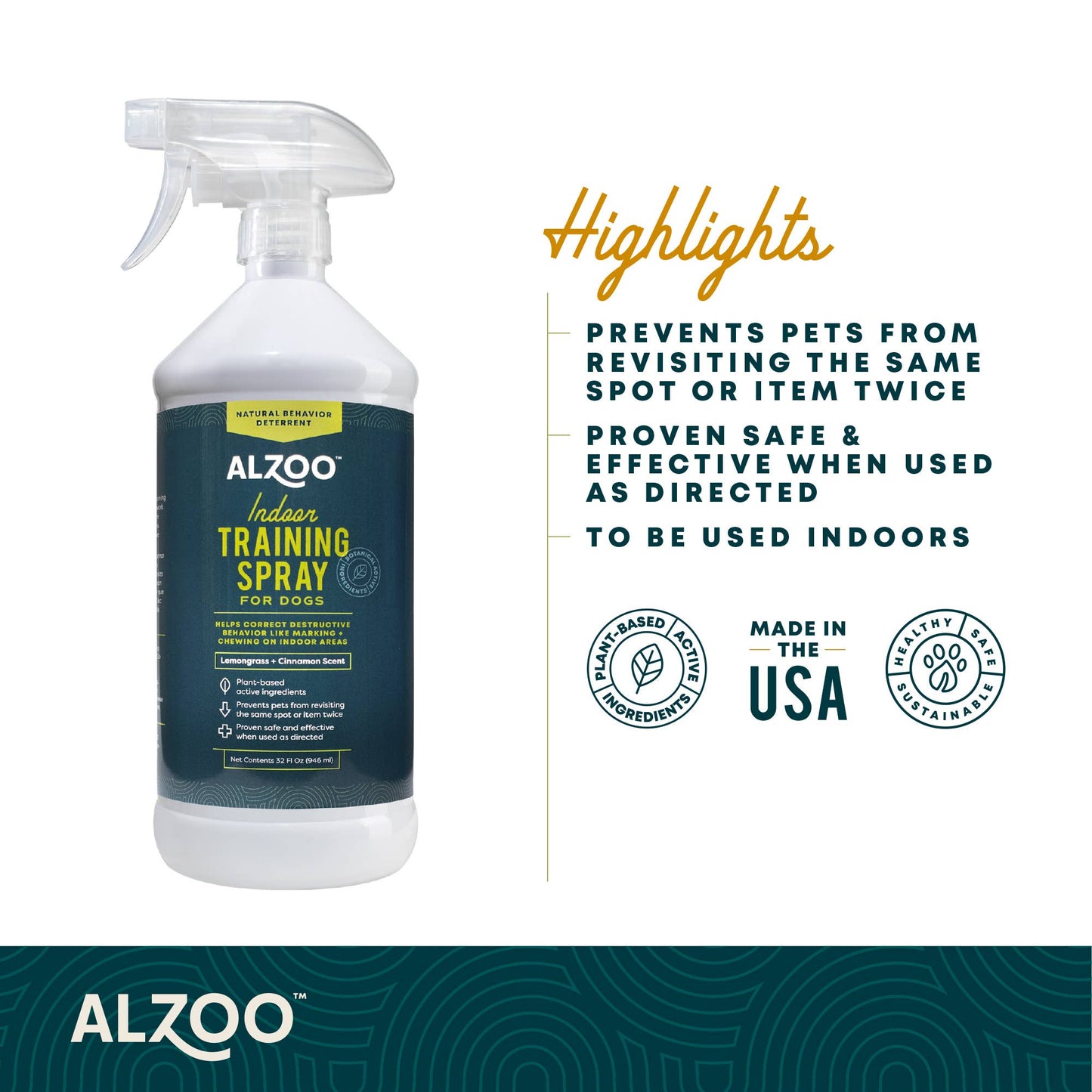 ALZOO Plant-Based Indoor Training Spray for Dogs, 32oz