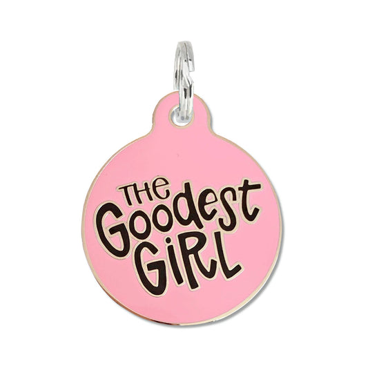 Personalized Dog Tag with Scannable QR Code - Goodest Girl : Engraved QR Code / Large 1.25"
