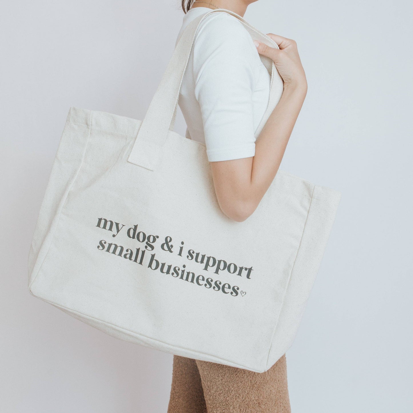 'My Dog & I Support Small Businesses' Tote Bag