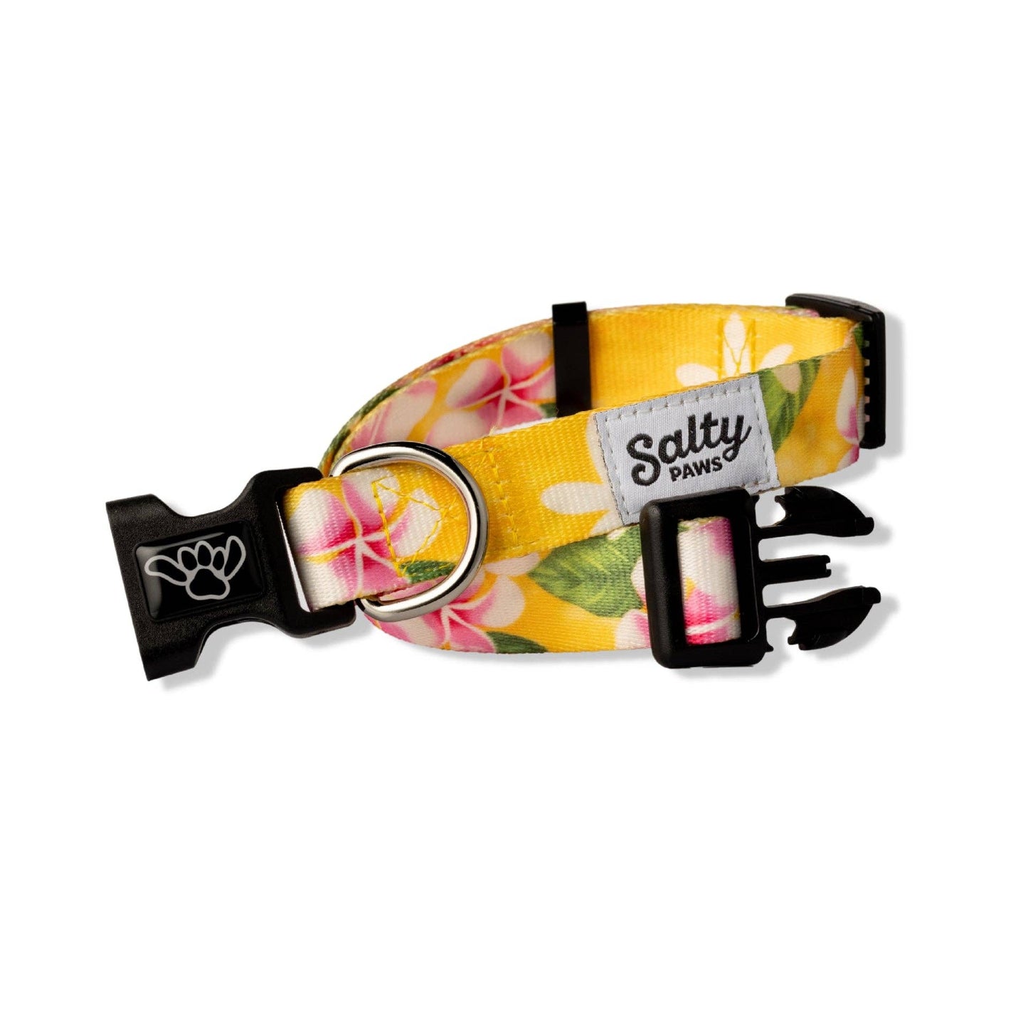 Hawaiian Print Dog Collar Tropical Yellow Floral: Small