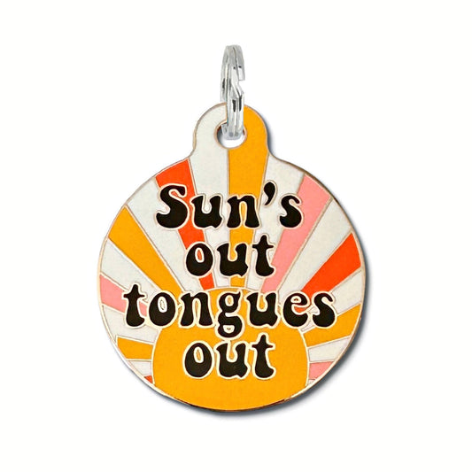 Dog ID Tag with Personalized QR Code - Suns Out Tongues Out: Engraved QR Code / Large 1.25"