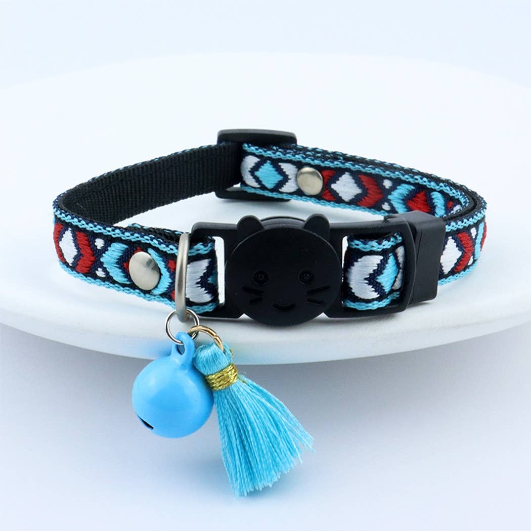 Mokka - Vintage Geometric Patterns Cat Collar: Purple / A