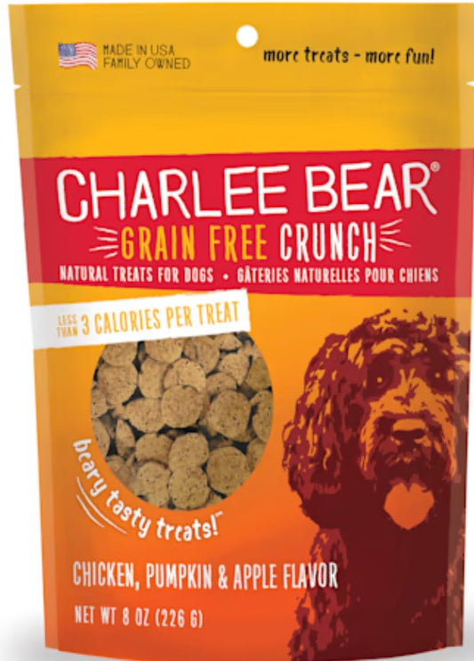 Charlee Bear Natural Bear Crunch Chicken, Pumpkin & Apple Grain-Free Dog Treats, 8-oz