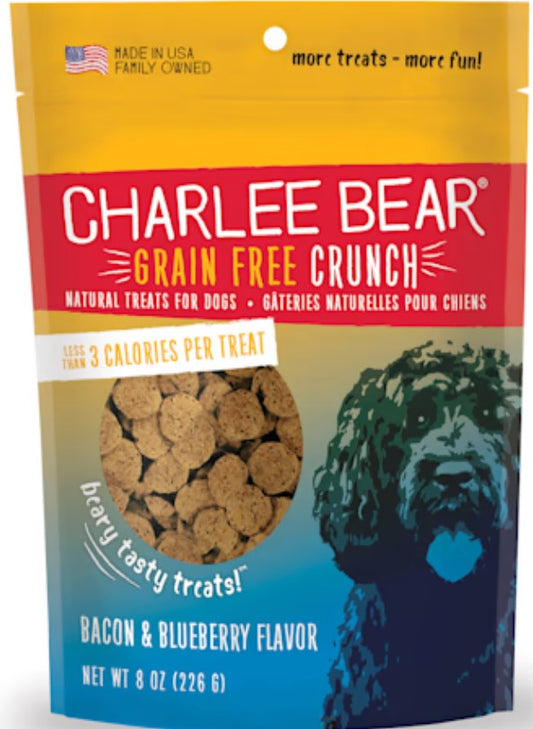 Charlee Bear Natural Bear Crunch Bacon & Blueberry Grain-Free Dog Treats, 8-oz