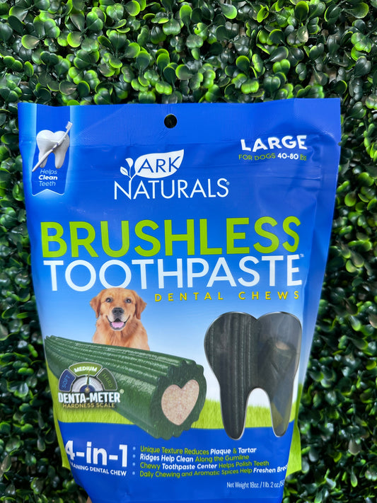 Ark Naturals Brushless Toothpaste Dental Chews for Large Dogs, 18-oz
