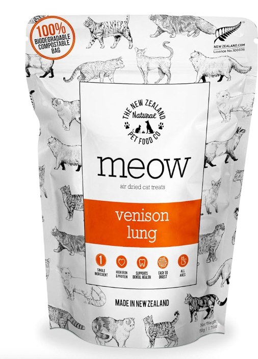 NZ CAT MEOW VENISON LUNG AIR DRIED TREAT 1.76OZ