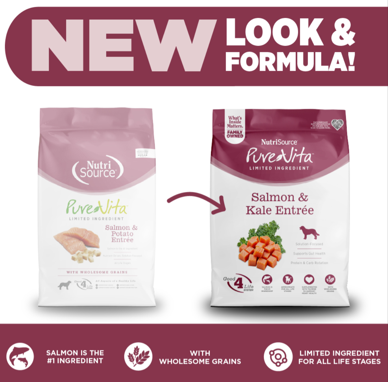 Pure Vita Dog Grain free Salmon & Kale 25lbs
